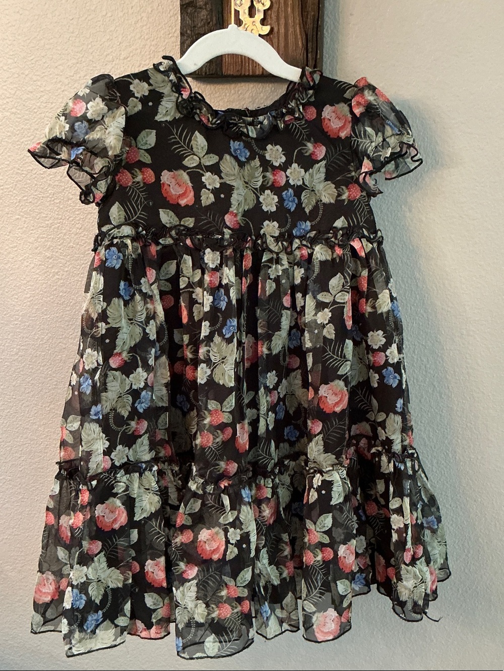 Pippa & Julie Black Floral Ruffle Tiered Dress
